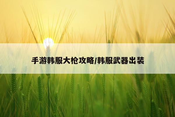手游韩服大枪攻略/韩服武器出装