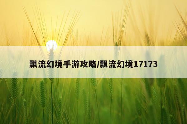 飘流幻境手游攻略/飘流幻境17173