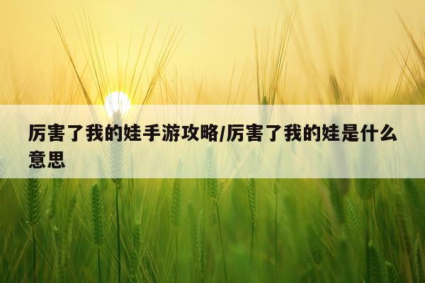 厉害了我的娃手游攻略/厉害了我的娃是什么意思