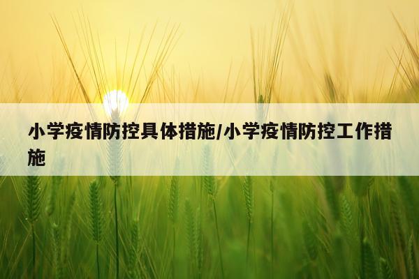 小学疫情防控具体措施/小学疫情防控工作措施