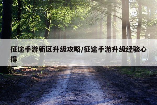 征途手游新区升级攻略/征途手游升级经验心得