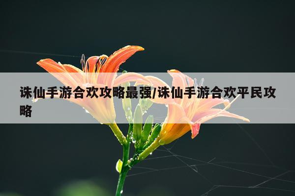 诛仙手游合欢攻略最强/诛仙手游合欢平民攻略