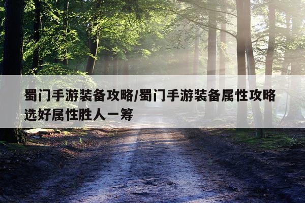 蜀门手游装备攻略/蜀门手游装备属性攻略 选好属性胜人一筹