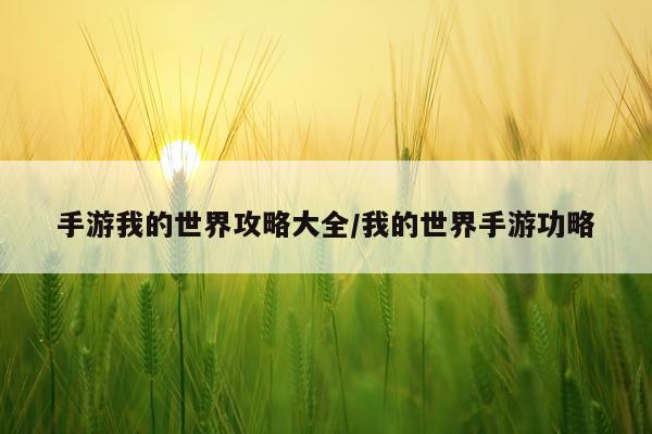 手游我的世界攻略大全/我的世界手游功略