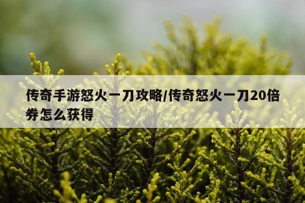 传奇手游怒火一刀攻略/传奇怒火一刀20倍券怎么获得
