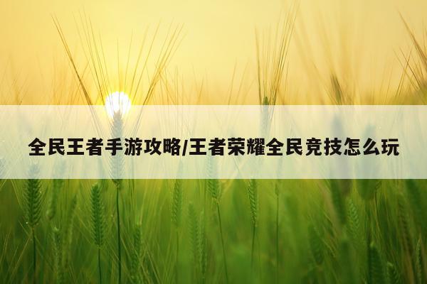 全民王者手游攻略/王者荣耀全民竞技怎么玩