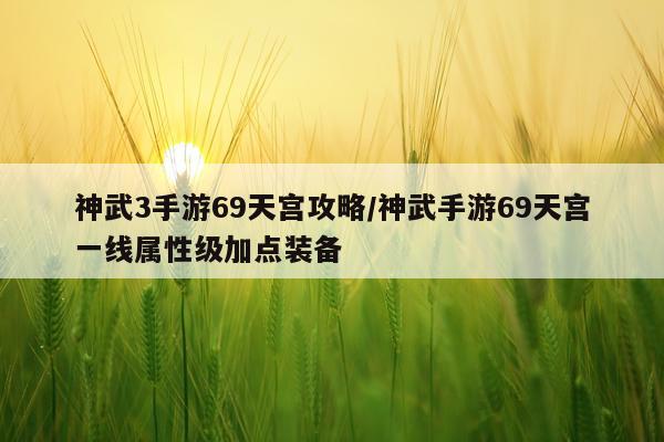 神武3手游69天宫攻略/神武手游69天宫一线属性级加点装备