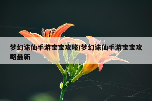 梦幻诛仙手游宝宝攻略/梦幻诛仙手游宝宝攻略最新