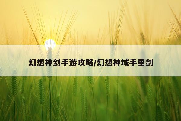 幻想神剑手游攻略/幻想神域手里剑