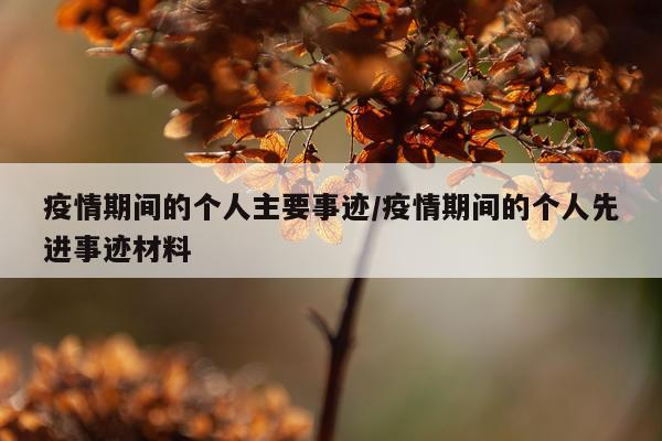 疫情期间的个人主要事迹/疫情期间的个人先进事迹材料