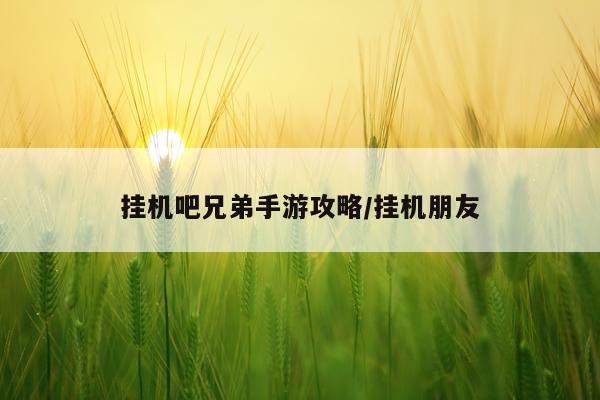 挂机吧兄弟手游攻略/挂机朋友