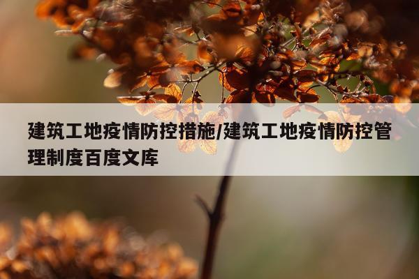 建筑工地疫情防控措施/建筑工地疫情防控管理制度百度文库