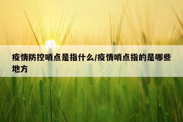 疫情防控哨点是指什么/疫情哨点指的是哪些地方
