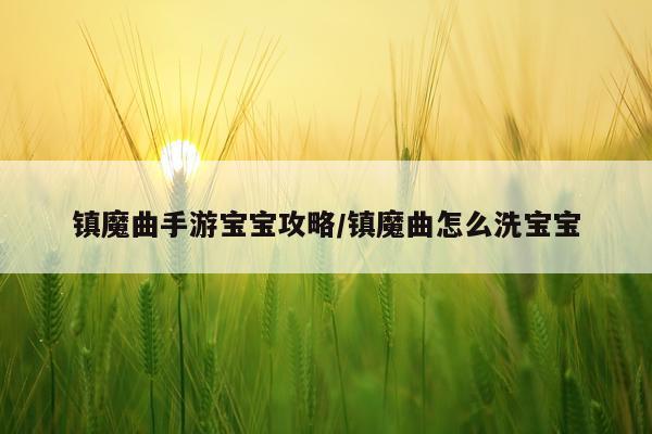 镇魔曲手游宝宝攻略/镇魔曲怎么洗宝宝