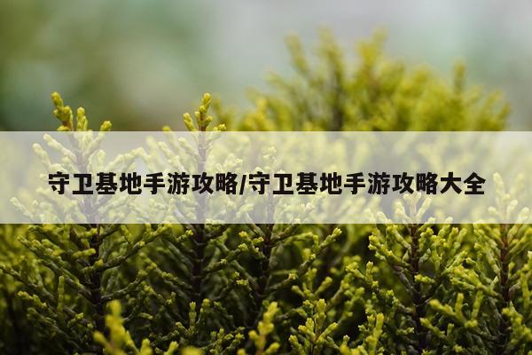 守卫基地手游攻略/守卫基地手游攻略大全