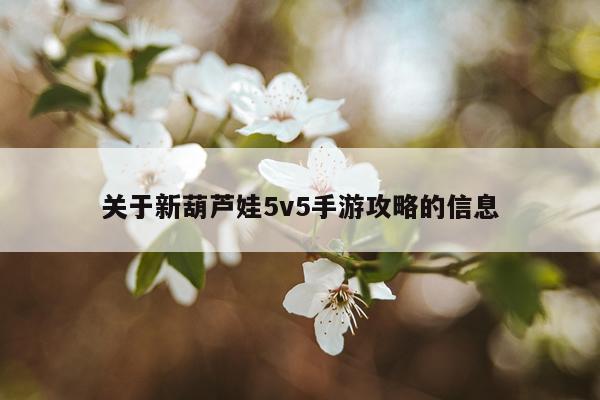 关于新葫芦娃5v5手游攻略的信息