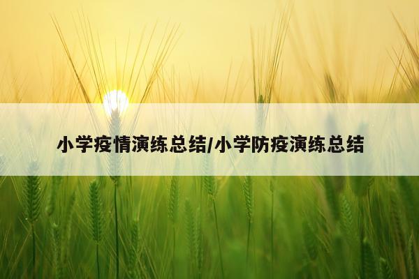 小学疫情演练总结/小学防疫演练总结