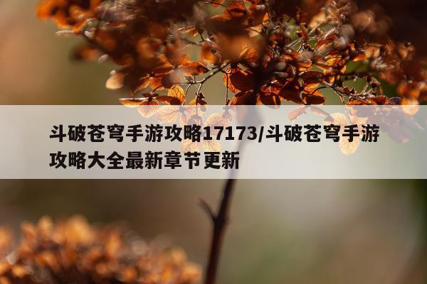 斗破苍穹手游攻略17173/斗破苍穹手游攻略大全最新章节更新