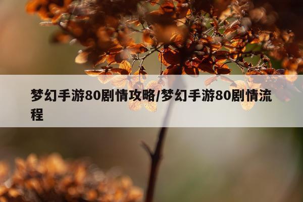 梦幻手游80剧情攻略/梦幻手游80剧情流程