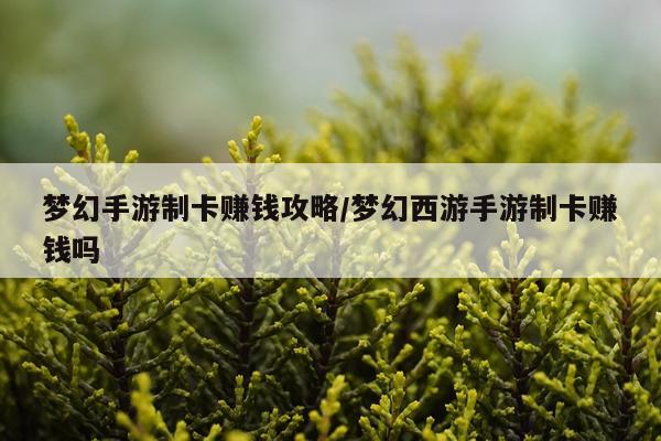 梦幻手游制卡赚钱攻略/梦幻西游手游制卡赚钱吗