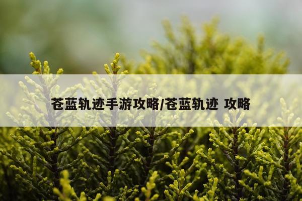 苍蓝轨迹手游攻略/苍蓝轨迹 攻略