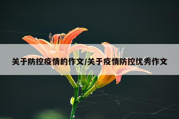 关于防控疫情的作文/关于疫情防控优秀作文