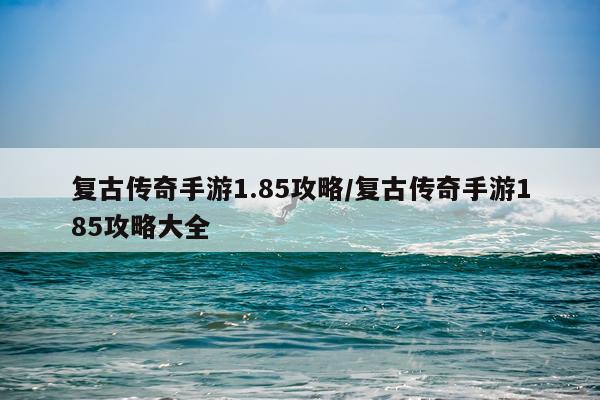 复古传奇手游1.85攻略/复古传奇手游185攻略大全