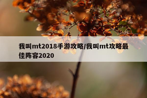 我叫mt2018手游攻略/我叫mt攻略最佳阵容2020