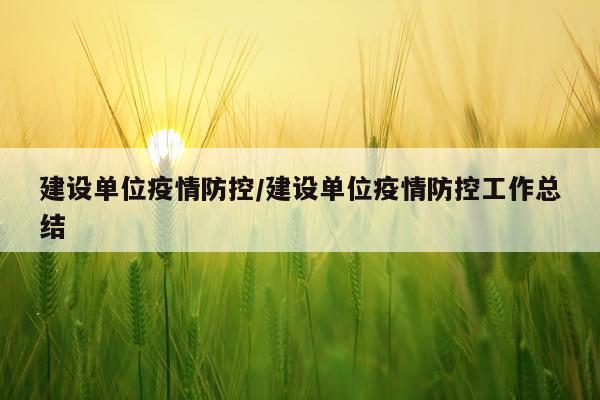 建设单位疫情防控/建设单位疫情防控工作总结