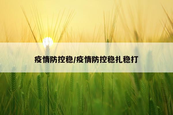 疫情防控稳/疫情防控稳扎稳打