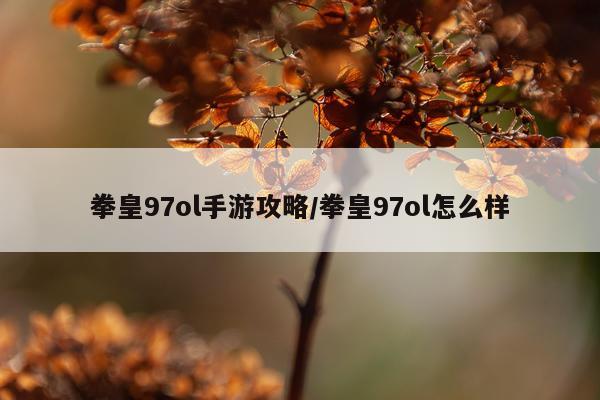 拳皇97ol手游攻略/拳皇97ol怎么样