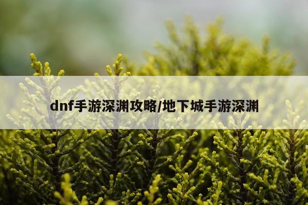 dnf手游深渊攻略/地下城手游深渊