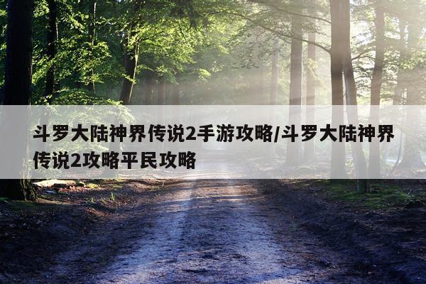 斗罗大陆神界传说2手游攻略/斗罗大陆神界传说2攻略平民攻略