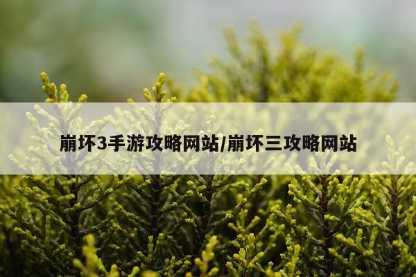 崩坏3手游攻略网站/崩坏三攻略网站