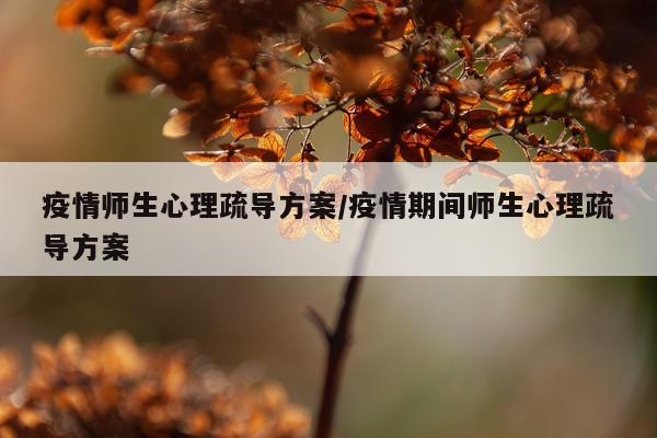 疫情师生心理疏导方案/疫情期间师生心理疏导方案