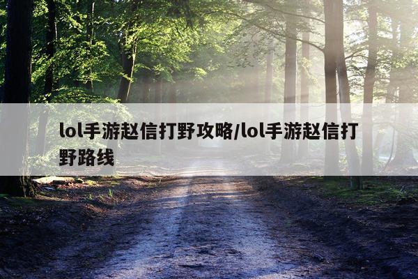 lol手游赵信打野攻略/lol手游赵信打野路线