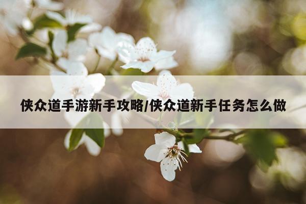 侠众道手游新手攻略/侠众道新手任务怎么做