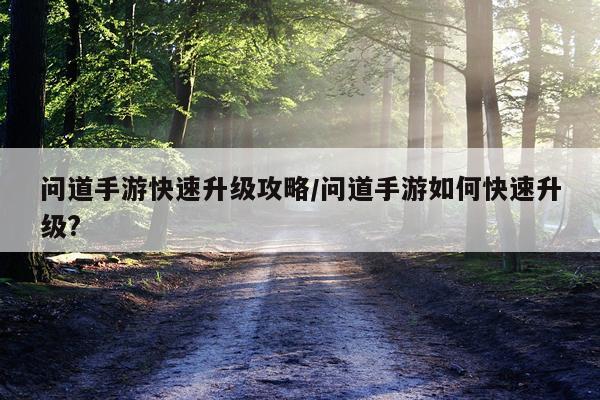 问道手游快速升级攻略/问道手游如何快速升级?