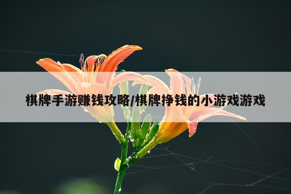棋牌手游赚钱攻略/棋牌挣钱的小游戏游戏