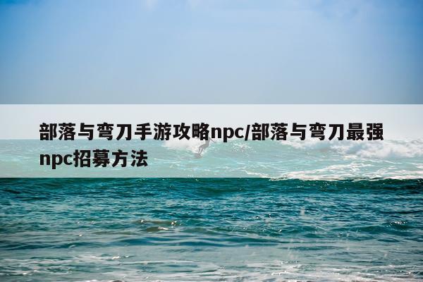 部落与弯刀手游攻略npc/部落与弯刀最强npc招募方法