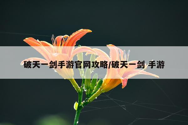 破天一剑手游官网攻略/破天一剑 手游