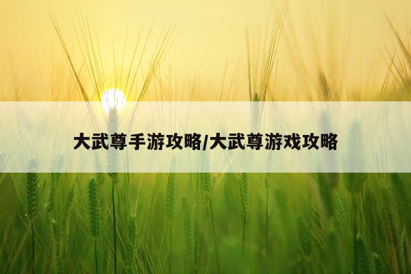 大武尊手游攻略/大武尊游戏攻略