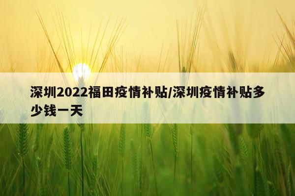 深圳2022福田疫情补贴/深圳疫情补贴多少钱一天