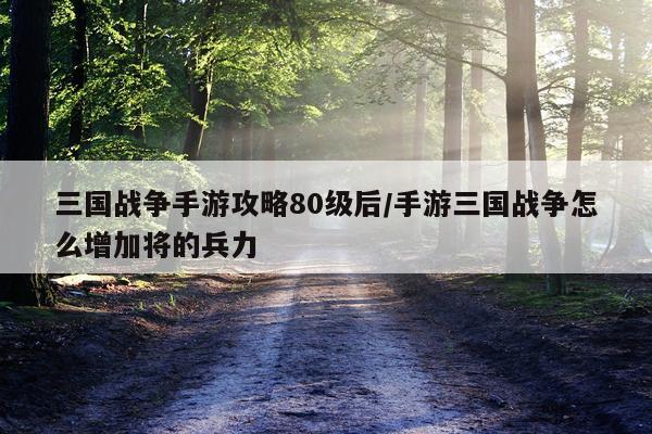 三国战争手游攻略80级后/手游三国战争怎么增加将的兵力