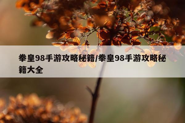 拳皇98手游攻略秘籍/拳皇98手游攻略秘籍大全