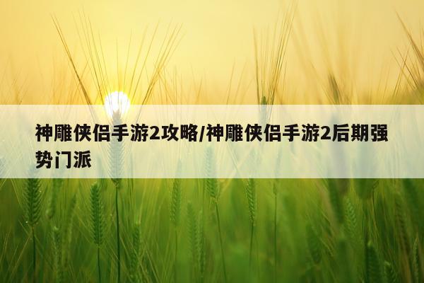 神雕侠侣手游2攻略/神雕侠侣手游2后期强势门派
