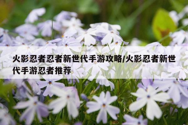 火影忍者忍者新世代手游攻略/火影忍者新世代手游忍者推荐