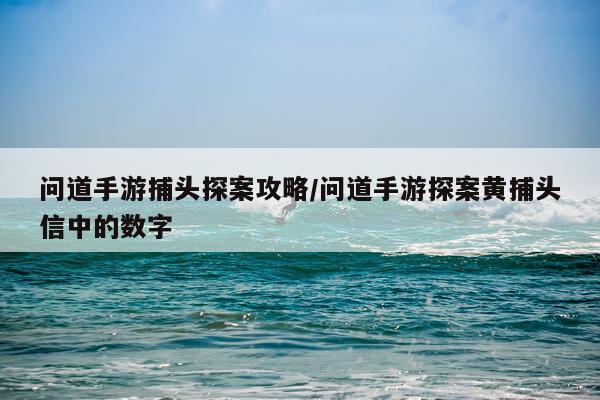 问道手游捕头探案攻略/问道手游探案黄捕头信中的数字