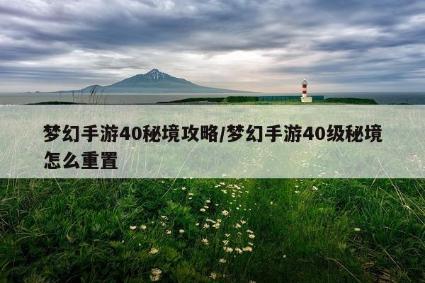 梦幻手游40秘境攻略/梦幻手游40级秘境怎么重置