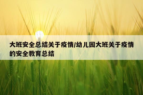 大班安全总结关于疫情/幼儿园大班关于疫情的安全教育总结